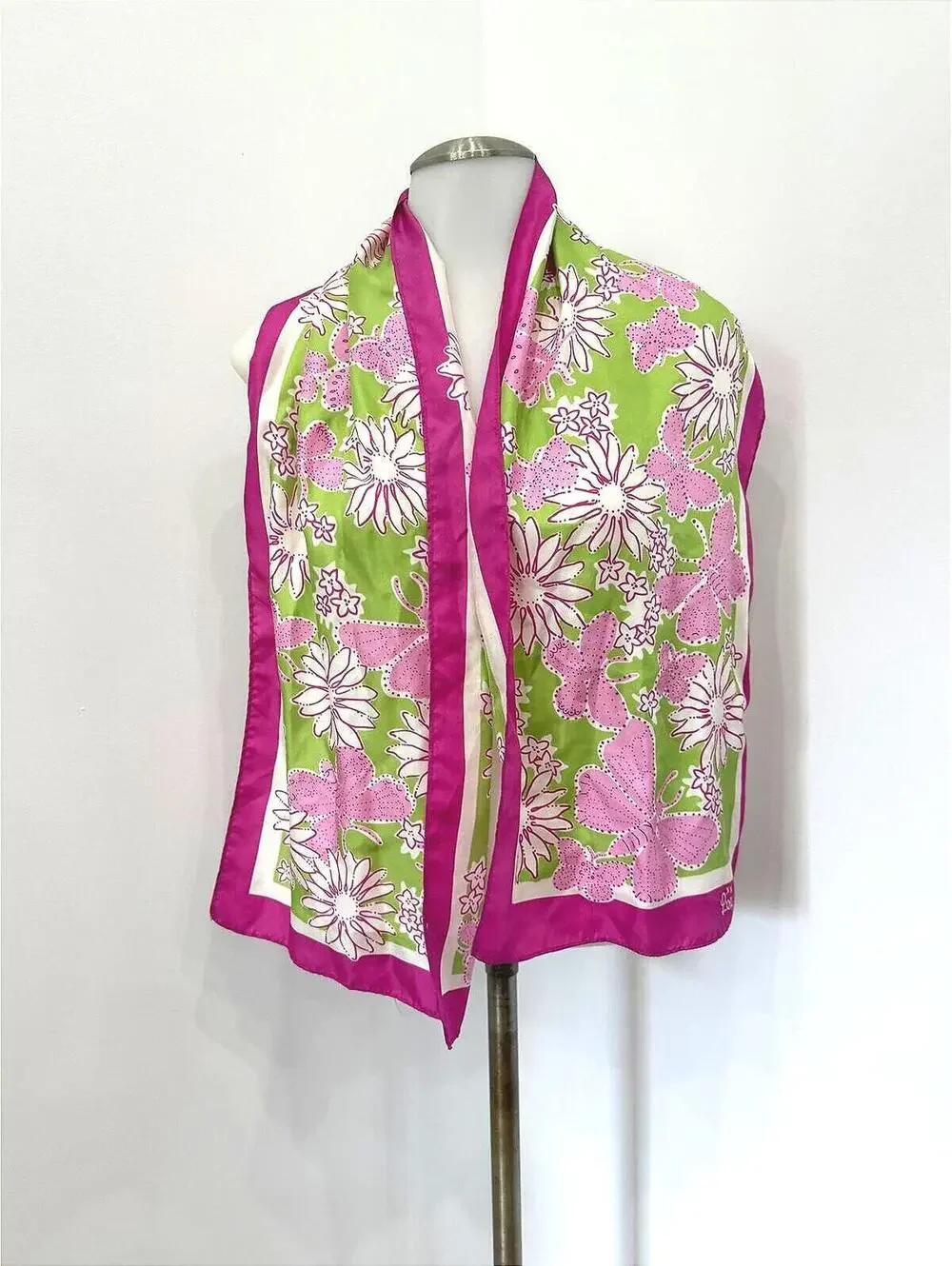 Lilly Pulitzer Breast Cancer Floral and Butterfly Patterned Silk Scarf